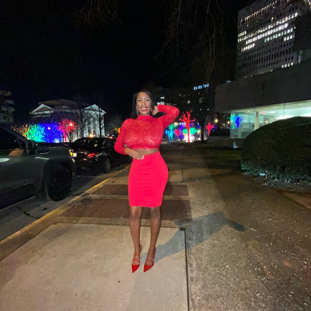 Red lace and bandage dress